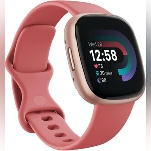 fitbit Versa 4 Rose Pink Smartwatch with Rose Gold Case